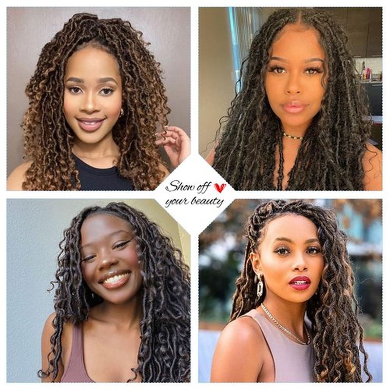 Goddess Locs Crochet Hair For Black Women 24 Inch 8 Packs Faux Locs Crochet Hair Crochet Locs Crochet Hair Pre Looped Crochet Locs River Locs With Curly Ends (1B#)