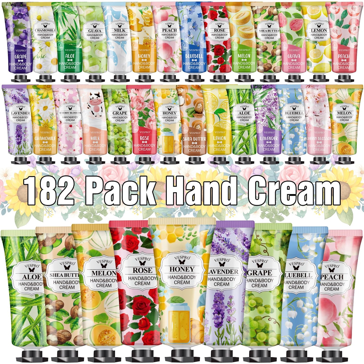 182 Pack Hand Cream Set, Thank You Gifts, Hand Lotion for Teacher Appreciation Gifts, Wedding Favors, Bridesmaid Gifts, Birthday Gifts and Small Gifts, Hand Lotion Travel Size for Dry Cracked Hands
