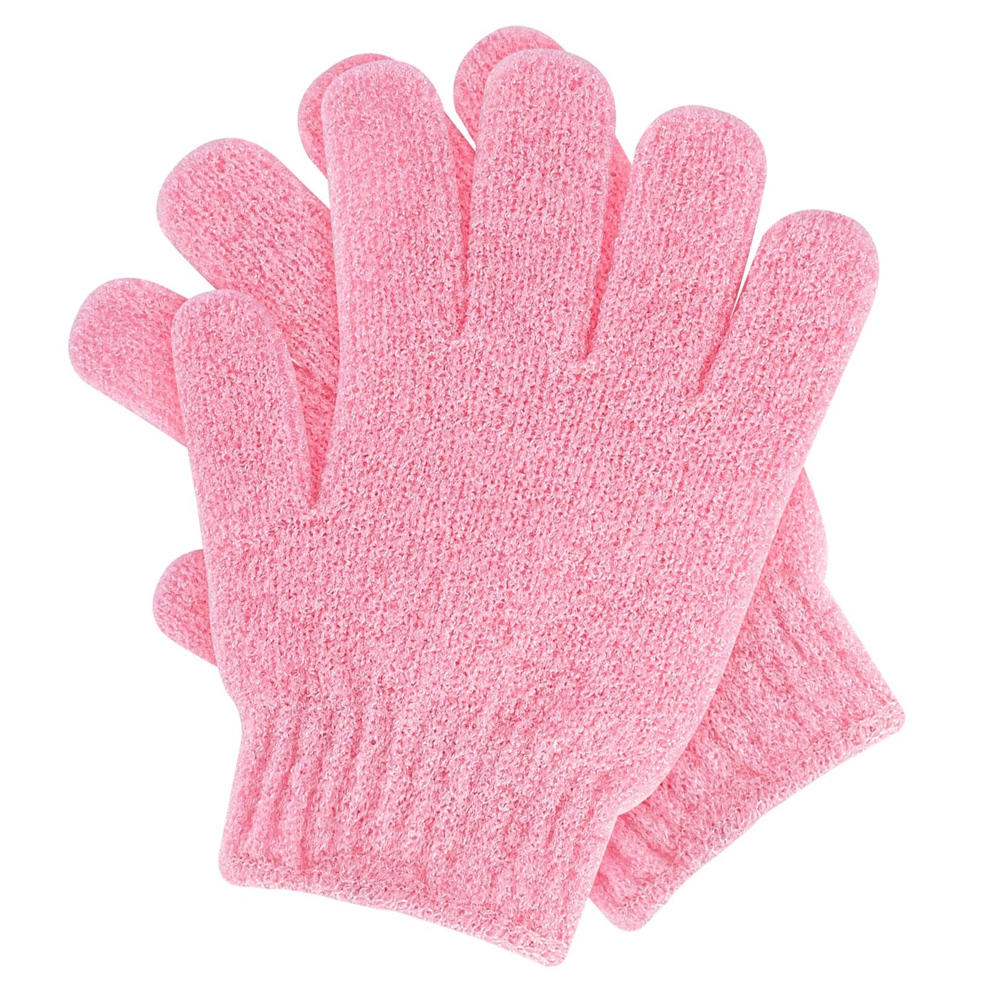 Sibba 2Pcs Exfoliating Wash Gloves Dual Texture Bath Gloves for Shower Body Scrub Exfoliating Mitt Dead Skin Remover Exfoliator Mitten Natural Body Loofah Washcloth (2pcs Pink)