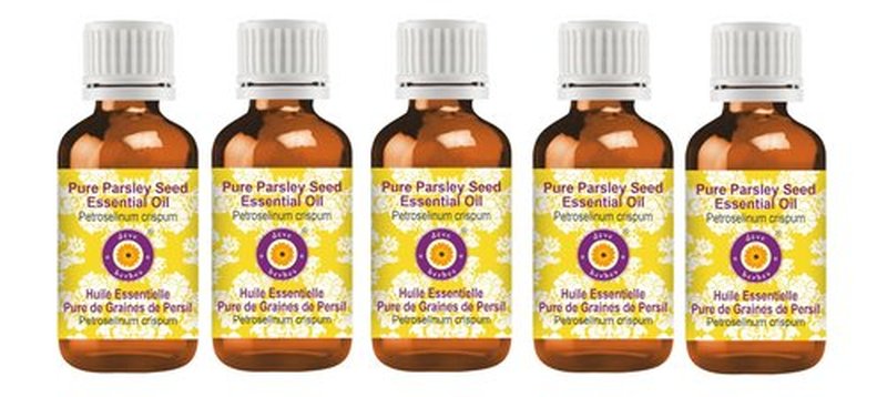 Deve Herbes Pure Parsley Seed Essential Oil (Petroselinum crispum) Steam Distilled (Pack of Five) 100ml X 5 (16.9 oz)