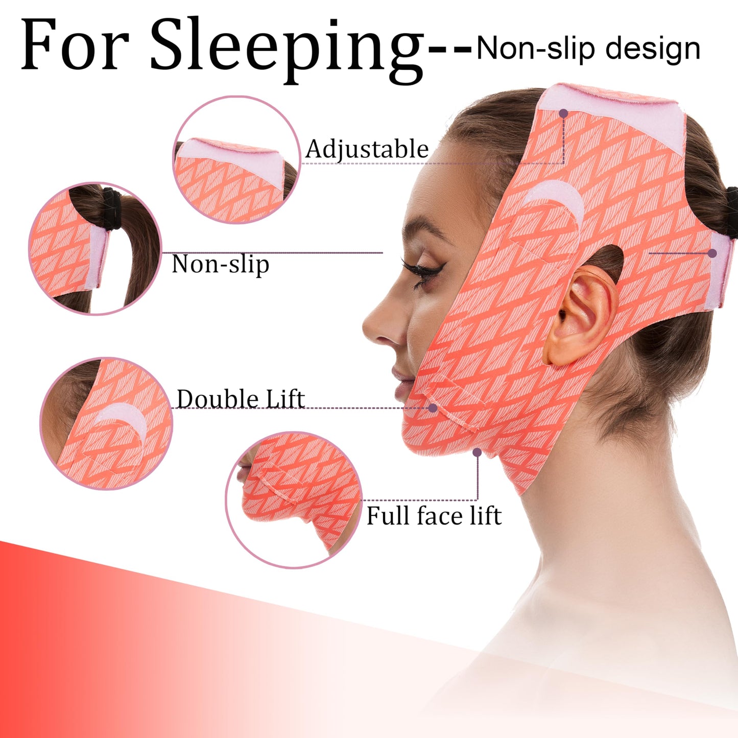 Edcbmb V Line Mask Double chin reducer Strap Eliminator Remover Prevent Sagging Shaped Face Belt slimming for Sleeping Women Jaw Exerciser