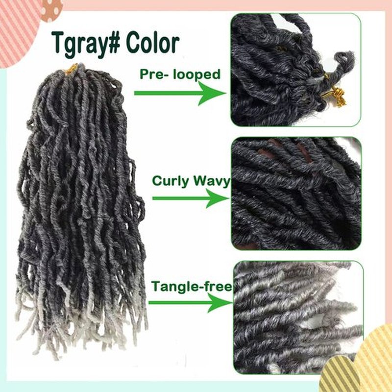 Paraglame 14 Inch Grey Soft Locs Crochet Hair, 8 Packs Faux Locs Crochet Braids, Pre Looped Goddess Soft Locs Crochet Hair for Butterfly Locs (8Packs, Tgrey)