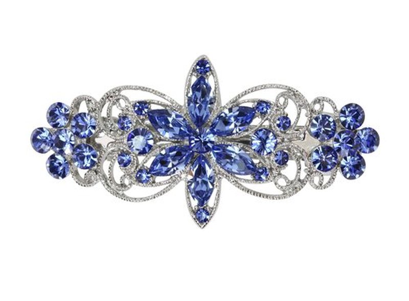 Faship Gorgeous Blue Rhinestone Crystal Flora Hair Barrette Clip
