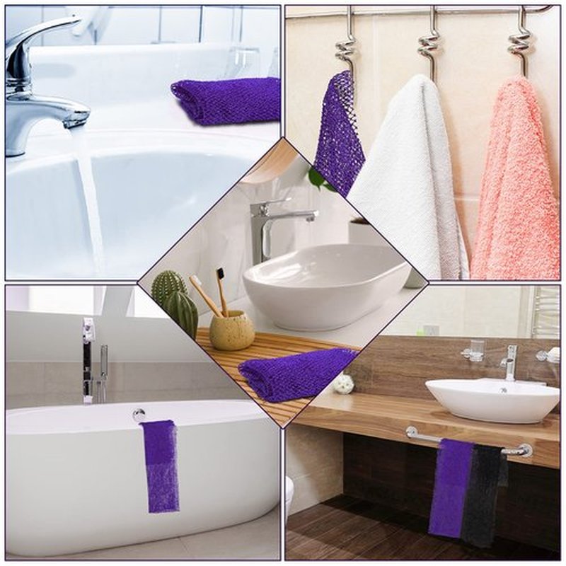 Geiserailie African Long Bathing Net Sponge Long Net Shower Body Scrubber Back Scrubber Skin Smoother Net Bathing Sponge for Daily Use or Stocking Stuffer (Purple)