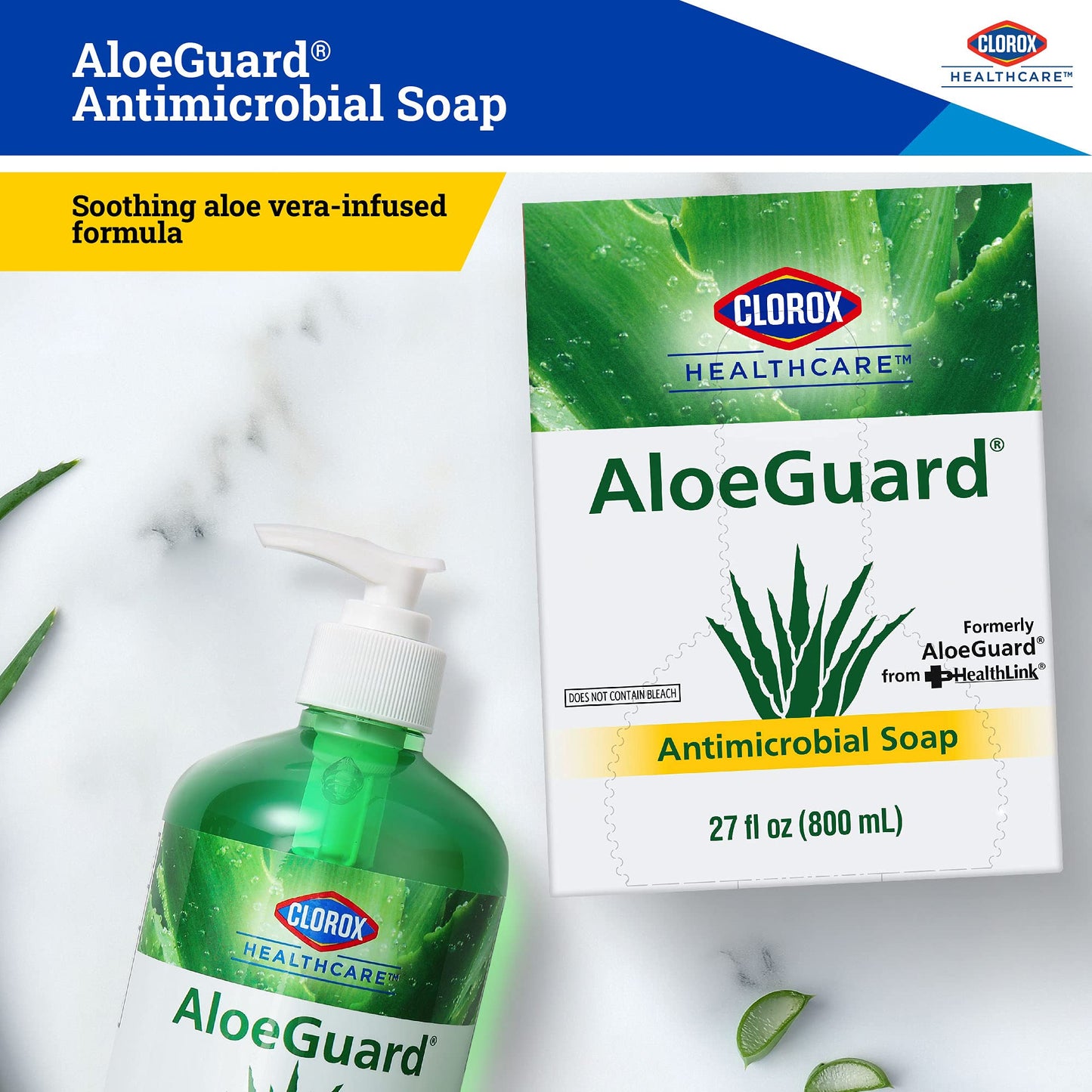 Clorox Healthcare AloeGuard Antimicrobial Hand Soap Refill Bag-in-Box, Chloroxylenol PCMX, Aloe Vera and Vitamin E, Triclosan-Free, 27 Fl Oz, 12 Pack