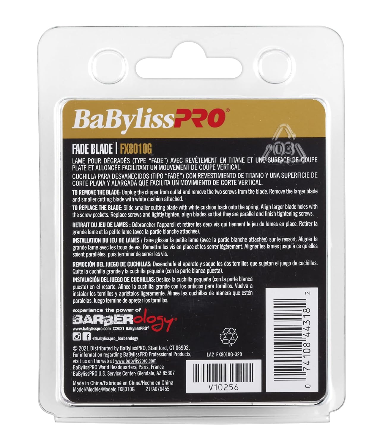 BaBylissPRO Replacement Fade Clipper Blades for FX870, FX825, FX673 Clippers and most 2-hole blade systems