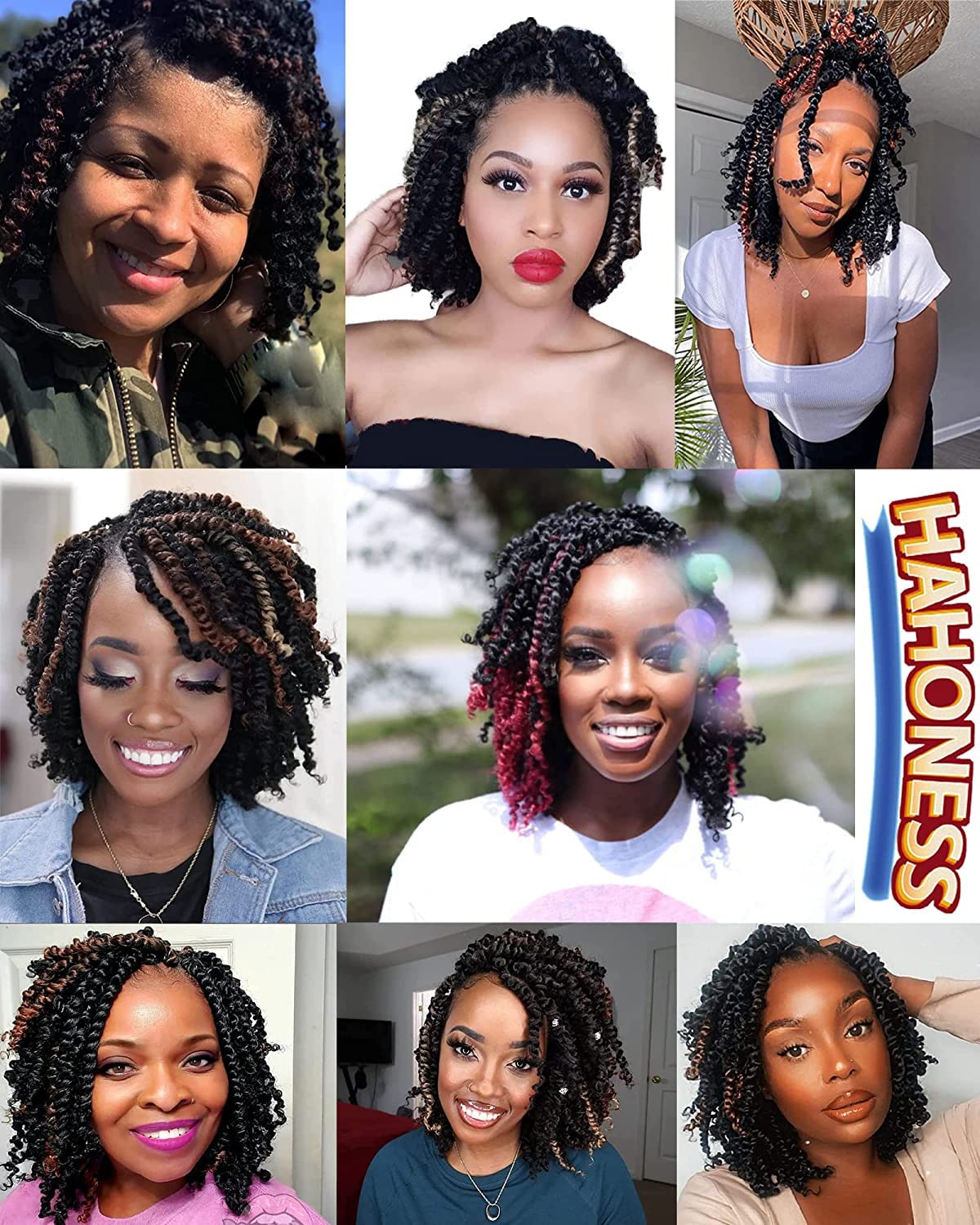 14 Inches 9 Packs Mixed Colors Combo Pack(7 packs 1B+ 2 packs T1B/Purple),Passion Twist Crochet Hair For Black Women- Pre-twisted Pre Looped Synthetic Hair Extensions(14 Inch-9 Packs,1B+TPurple)