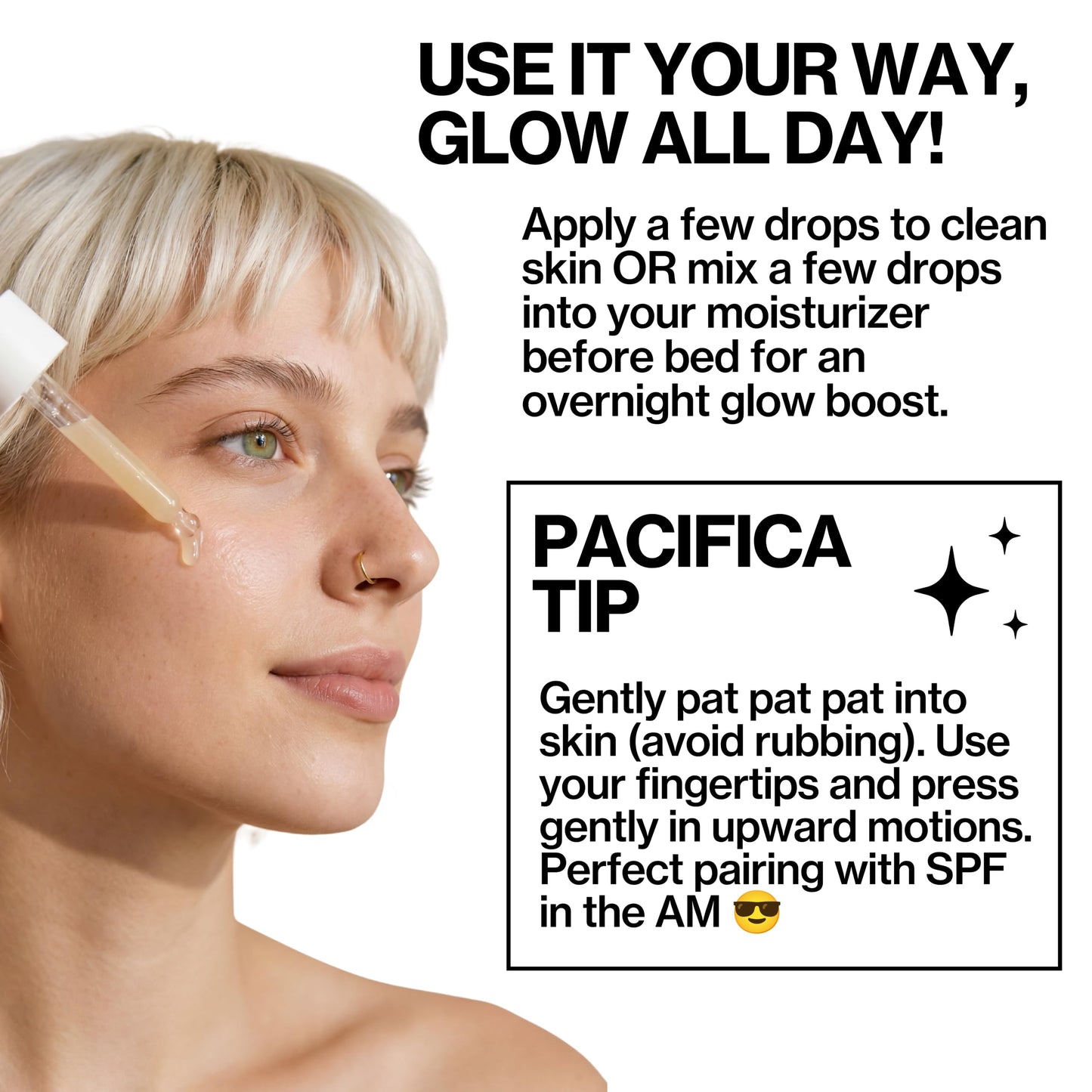 Pacifica Glow Baby Booster Mini Face Serum, Vitamin C & Glycolic Acid For Brightening Dull Skin, Fragrance-Free, Vegan & Cruelty-Free, .5 Fl Oz