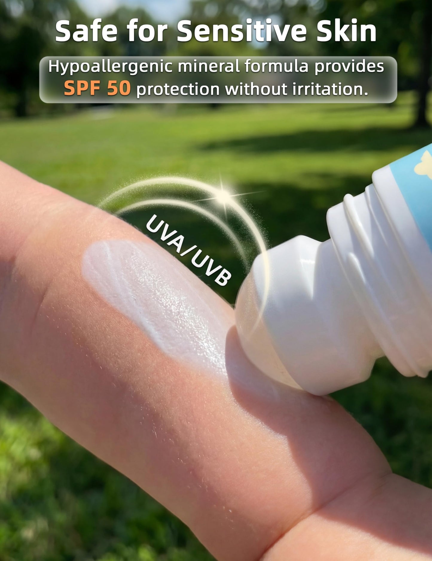 Kids Roll-On Mineral Sunscreen SPF 50 for Face & Body, Natural Sunscreen Lotion Applicator, Travel Size, Reef Safe, Summer Beach Vacation Travel Essentials, 1 Pack