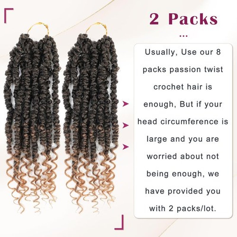 Passion Twist Crochet Hair,Passion Twist Hair 12 Inch,2 Packs Pretwisted Passion Twist Hair,Short Passion Twist Crochet Braids,Pre Looped Crochet Hair for Black Women(1B/27)