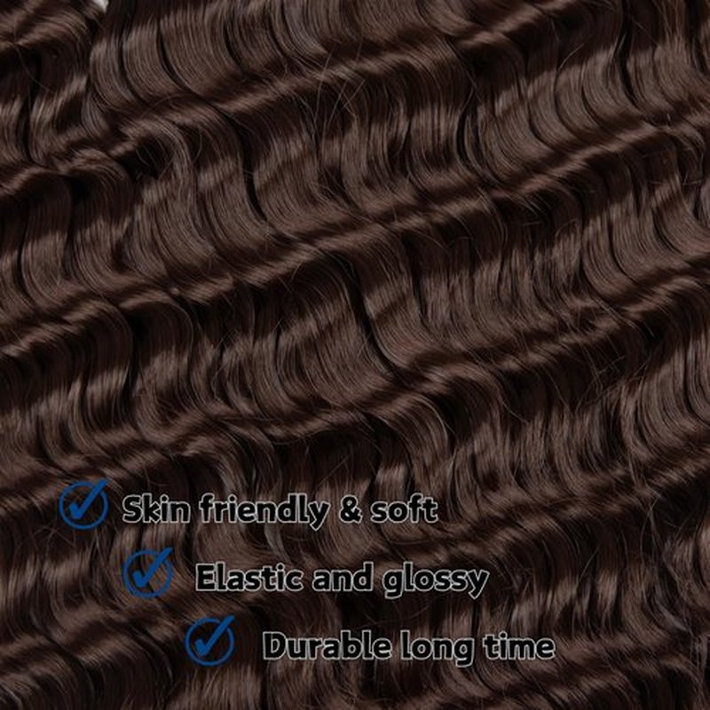 Deep Bulk Hair For Braiding Hair 20inch Wet And Wavy Deep Wave Bulk Hair Quality Synthetic Micro Braiding Hair Extensions for Boho Braids No Weft (2Pack 200g, 4#)
