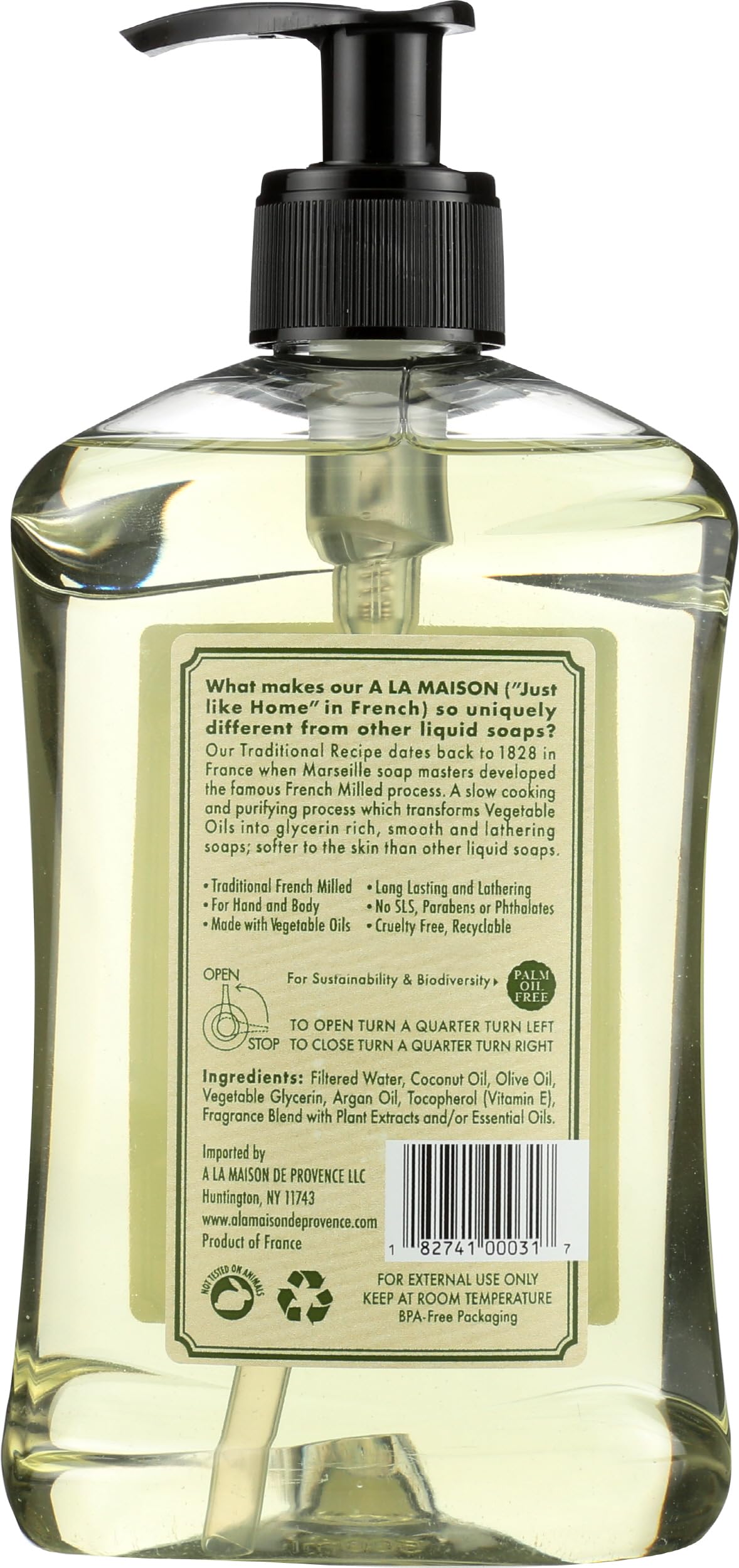 A LA MAISON Rosemary Mint French Liquid Hand Soap - Natural Hand Wash Made with Essential Oils - Biodegradable, Plant-Based, Vegan, Cruelty-Free, Alcohol & Paraben Free (16.9 oz, 1 Pack)
