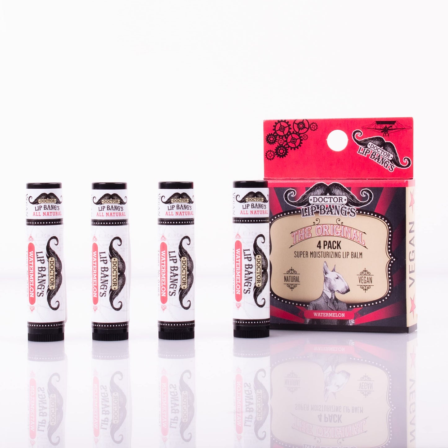 Doctor Lip Bang's Super Moisturizing Lip Balm | 4 Pack | Watermelon| ALL NATURAL & CRUELTY FREE | 100% VEGAN | FOR DRY & CRACKED LIPS
