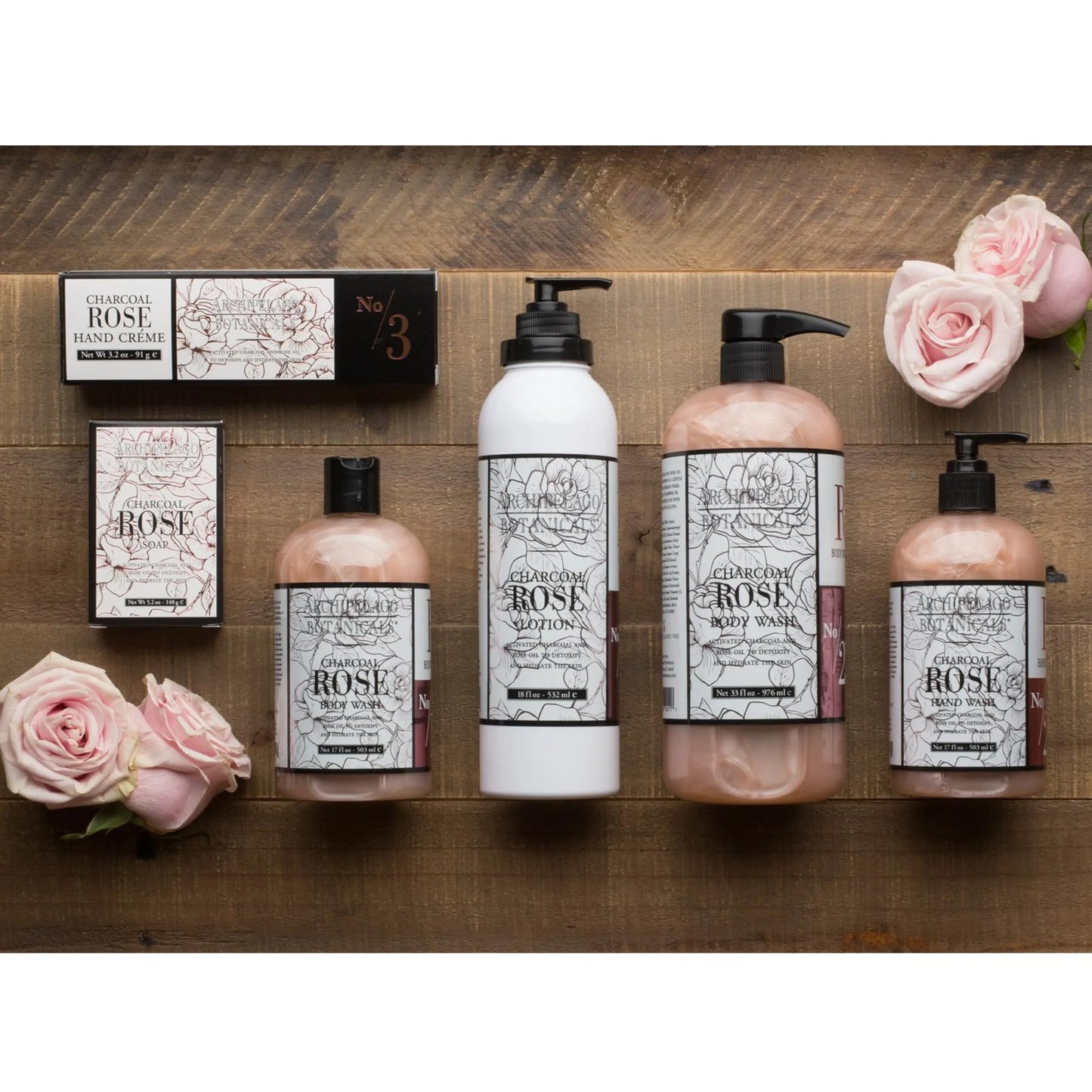 Archipelago Botanicals Charcoal Rose Body Wash, Hydrating Daily Cleanser, Free from Parabens and Sulfates (17 fl oz)