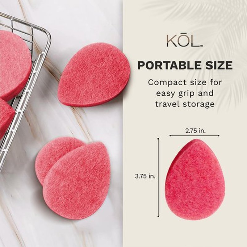 KOL Face Scrubber, Rose Infused Exfoliating Facial Cleansing Pads, Disposable Exfoliator Face Sponge for Daily Face Cleaning and Makeup Removal, 6 Count