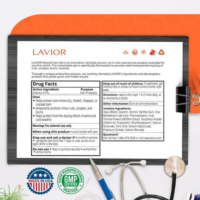 Hydrogel Wound Care Scar Gel - Fast Healing Ointment, Support Skin Repair - Clinically Tested, Hypoallergenic, Paraben & Steroid-Free. Podiatrist's Choice. Made in USA, by LAVIOR (2 Pack)