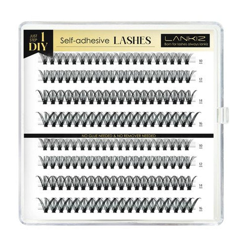 LANKIZ Self Adhesive Lashes Clusters, 160pcs Reusable Self Adhesive Eyelashes, 30D No Glue Individual Lashes, Natural Pre Glued Eyelashes Wispy, DIY Glueless Adhesive Lashes