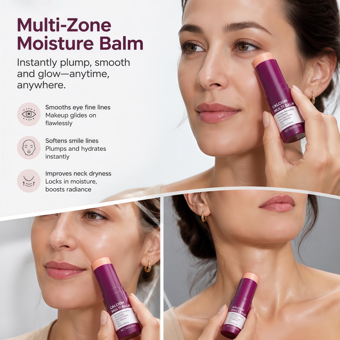 BOWOKI Calcium Multi Balm Stick 2PCS, Collagen Moisturizing Stick, Collagen Moisturing, Anti-aging, Wrinkle Core Stick, Sagging, Hydrating, Firming Skin, Suitable for Eyes, Neck, Face