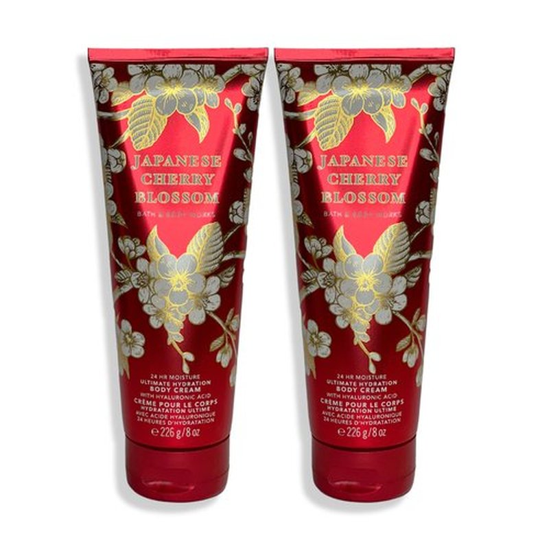 Bath and Body Works Japanese Cherry Blossom Body Cream Ultimate Hydration Gift Set For Women 2 Pack 8 Oz. (Japanese Cherry Blossom)
