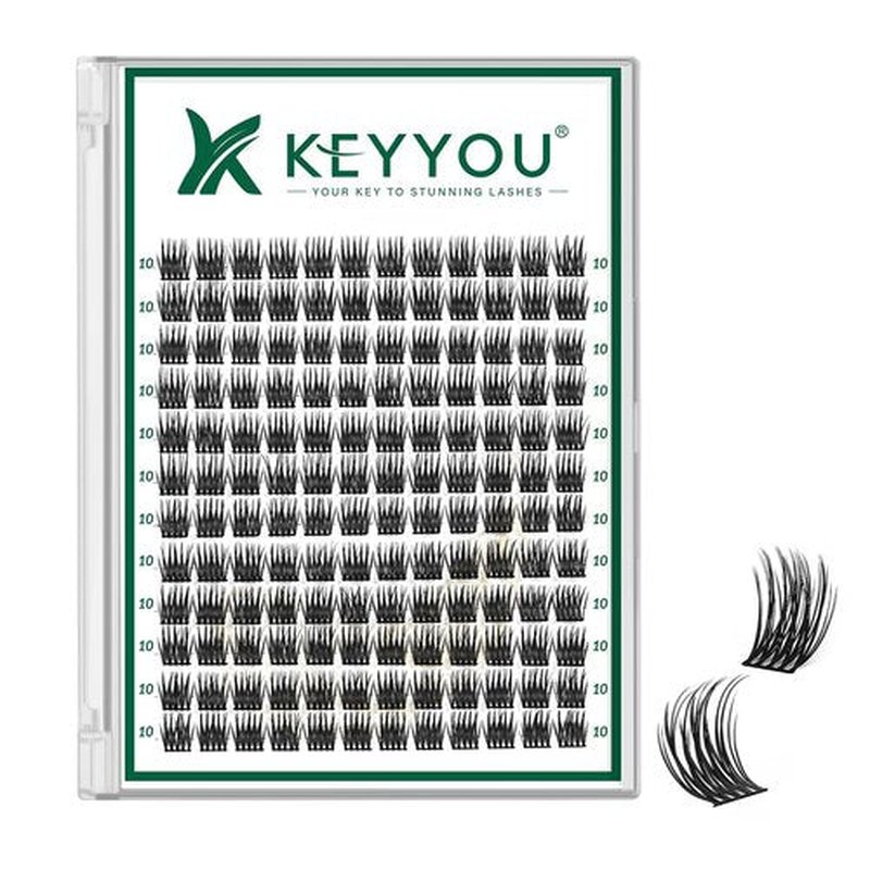 Lash Clusters 144pcs Individual Lashes D Curl 10mm Eyelash Clusters KEYYOU Air Touch Cluster Lashes Super Lightweight Soft Wispy Comfortable Easy DIY at Home(Air03-D-10mm)