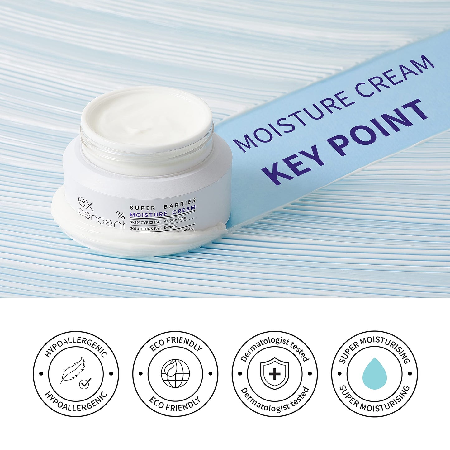 I'VEL Super Barrier Moisture Cream, Lasting Face Moisturizing with Hyaluronic Acid, panthenol and ceramides, Hydration for Dry & Sensitive Skin 1.69 FlOz