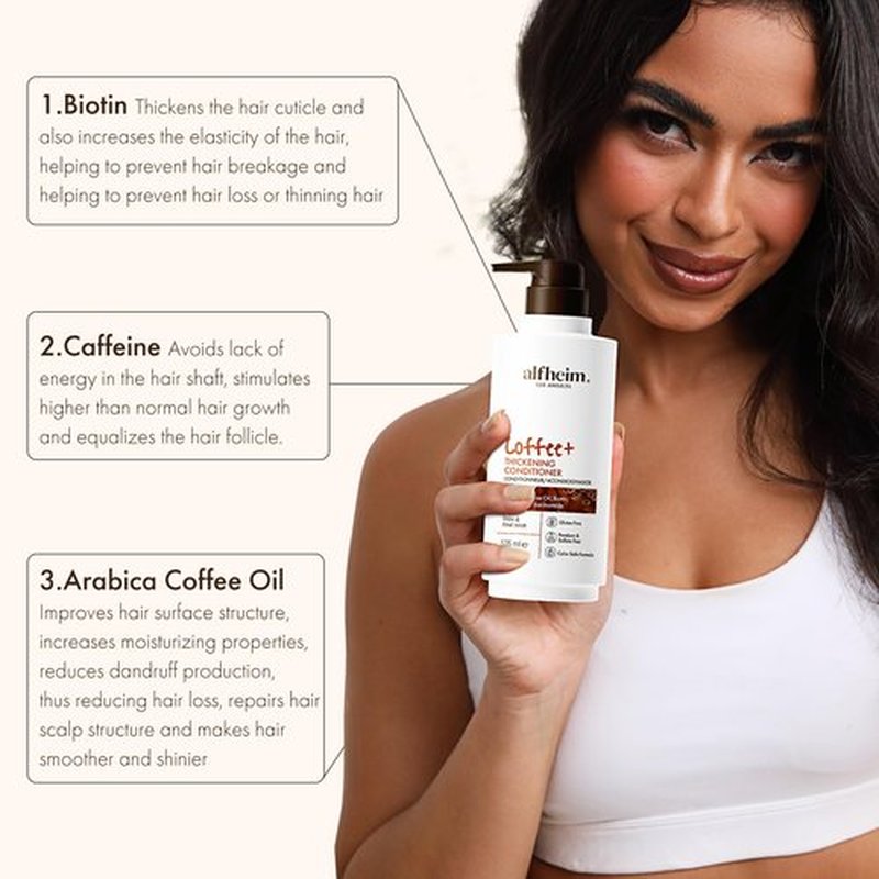 ALFHEIM Coffee THICKENING CONDITIONER for 'Biotin 、Caffeine、Arabica Coffee Oi&Niacinamide, Paraben-Free, Sulfate-Free Surfactants