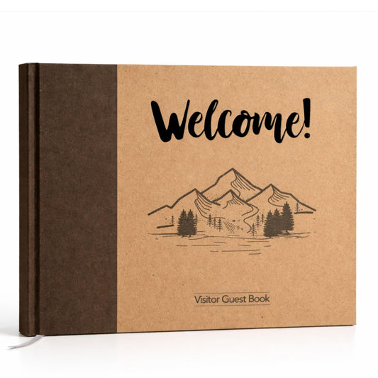 Paper 'n Such Cabin Guest Book for Vacation Homes and Short Term Rentals -Kraft Hardcover - Airbnb Essentials for Hosts- Visitor Sign in Journal Guesthouse Welcome Log
