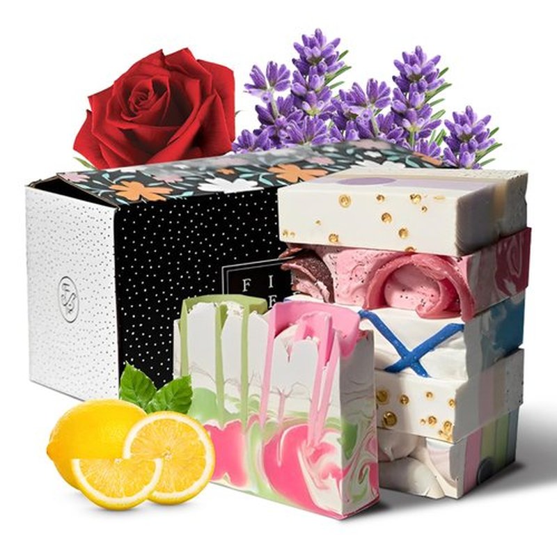 FinchBerry Season of Soap Gift Set - Handmade Seasonal Soaps - Cleanse & Moisturize with Olive, Shea Butter & Coconut Oil - Ideal for All Skin Types & SPRING Gifting, Pack of 6 (4.5 oz Each)