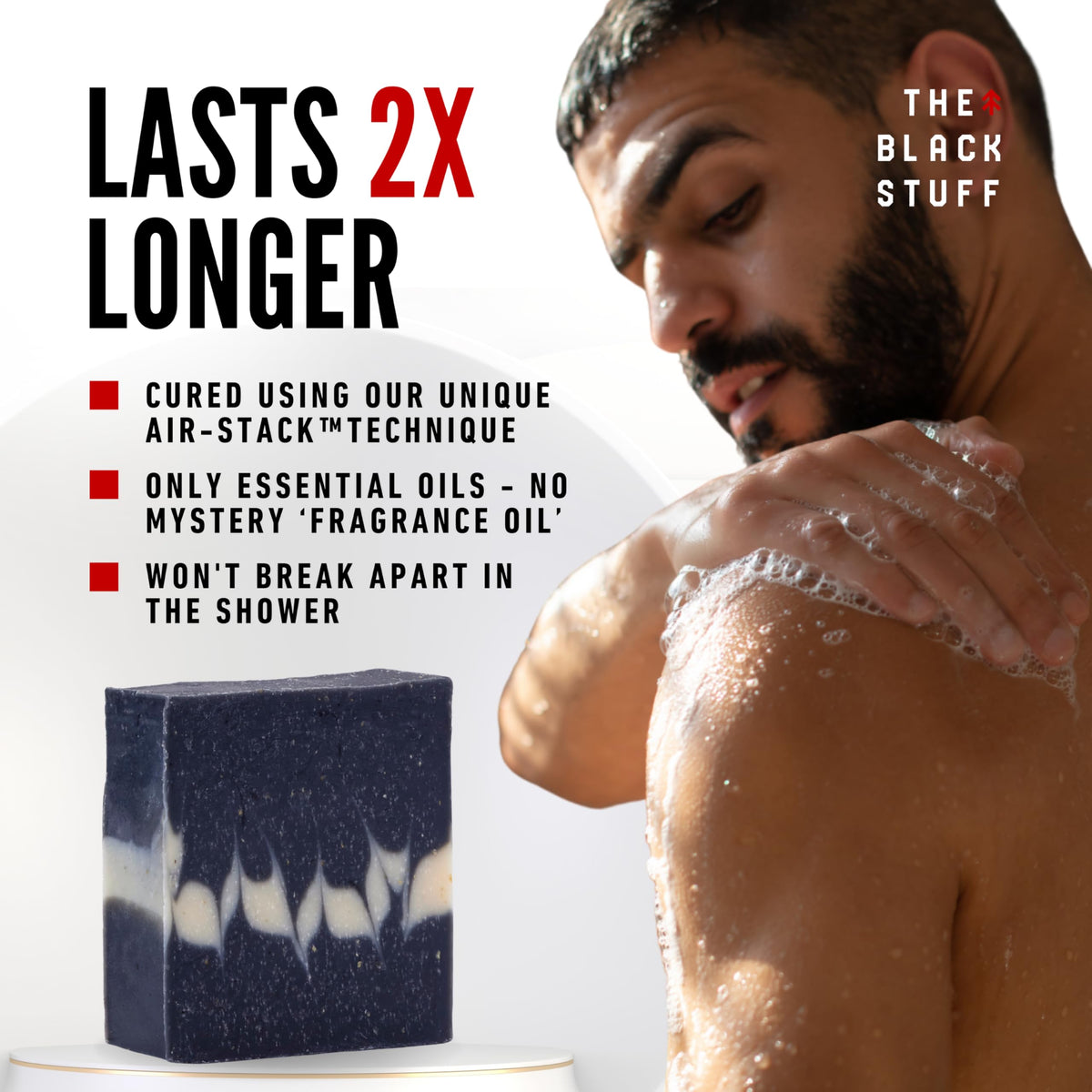 The Black Stuff All Natural Bar Soap for Men Handmade Cold Process Soaps with Organic Ingredients and Essential Oils - Mens Soap for Daily Use, Wicklow Waterfalls Body Soap