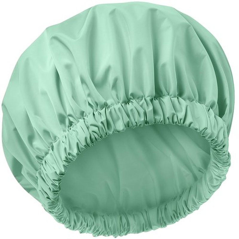 Reusable Shower Cap for Women, Large Waterproof Shower Bonnet Washable Elastic Band Bath Hair Hat for Long Hair, Braids(Green Bean)