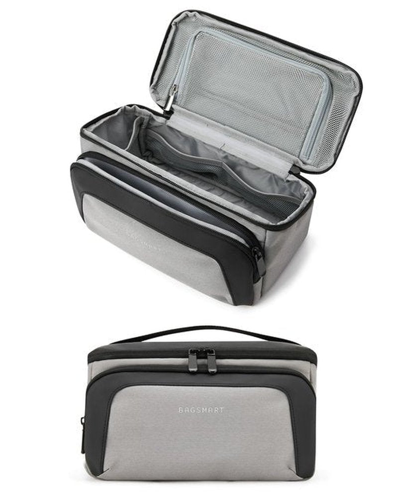 BAGSMART Toiletry Bag for Men, Wide Opening Travel Bag for Toiletries, Dopp Kit Water Resistant Shaving Hygiene Bag for Bathroom Shower, Toiletries Accessories,Travel Essentials-Gray