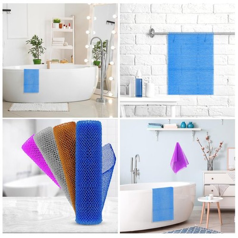 RIUOTA 4 African Net Sponge Mesh Long Mesh Bath Sponges - Exfoliates and Refreshes Skin for a Silky Smooth Shower Experience (Brown, Blue, Purple,Grey)