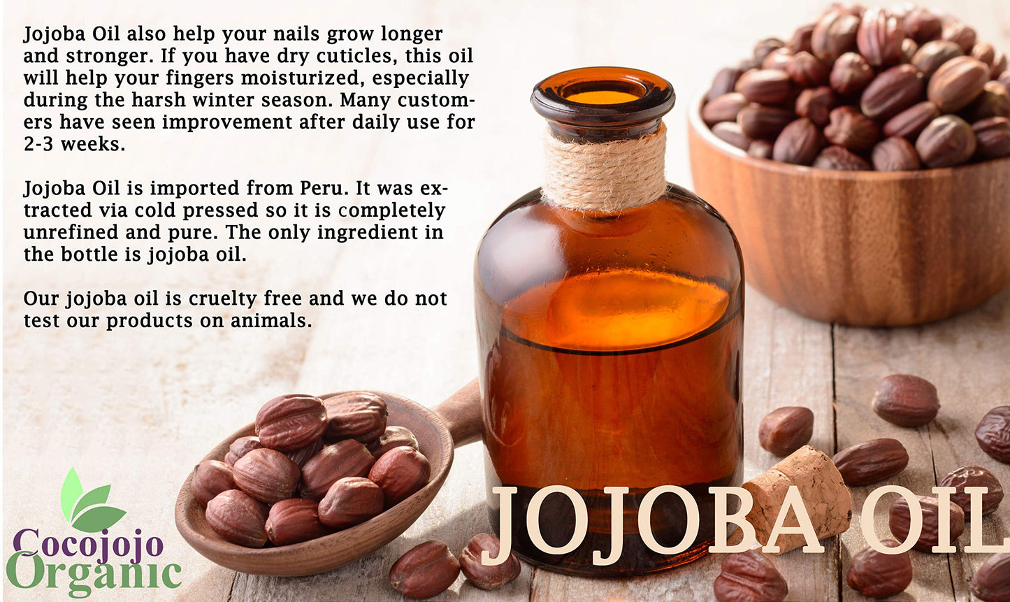 Dr Joe Lab Jojoba Oil 4 oz Pure Natural Cold Pressed Unrefined Extra Virgin - for Hair Skin Body Nail and Beard - Moisturizes, Soothes, Hydrates, & Nourishes