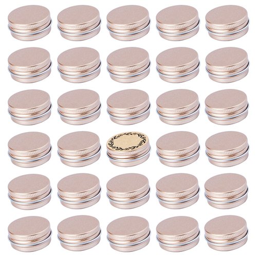 0.5 oz Screw Top Aluminum Tin Jar with Screw Lid and Blank Labels (Champange - Pack of 32)