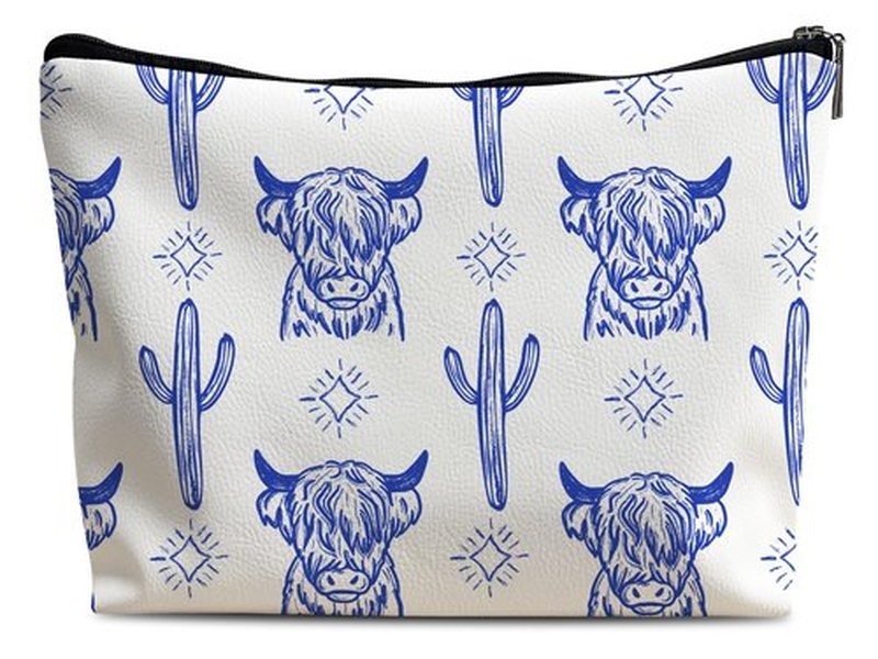 Lacosu Western Makeup Bag,Western Gifts For Women,Cow Makeup Bag,Cowgirl Stuff,Western Stuff For Women,Western Gifts,Cowgirl Gifts(Leather COW O)