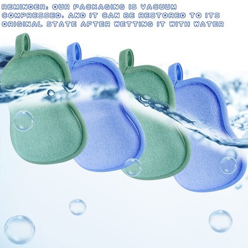 4 Pieces Baby Bath Sponge Cotton Baby Sponge Soft and Absorbent Sponge for Kids Babies Men Women (Green, Blue)