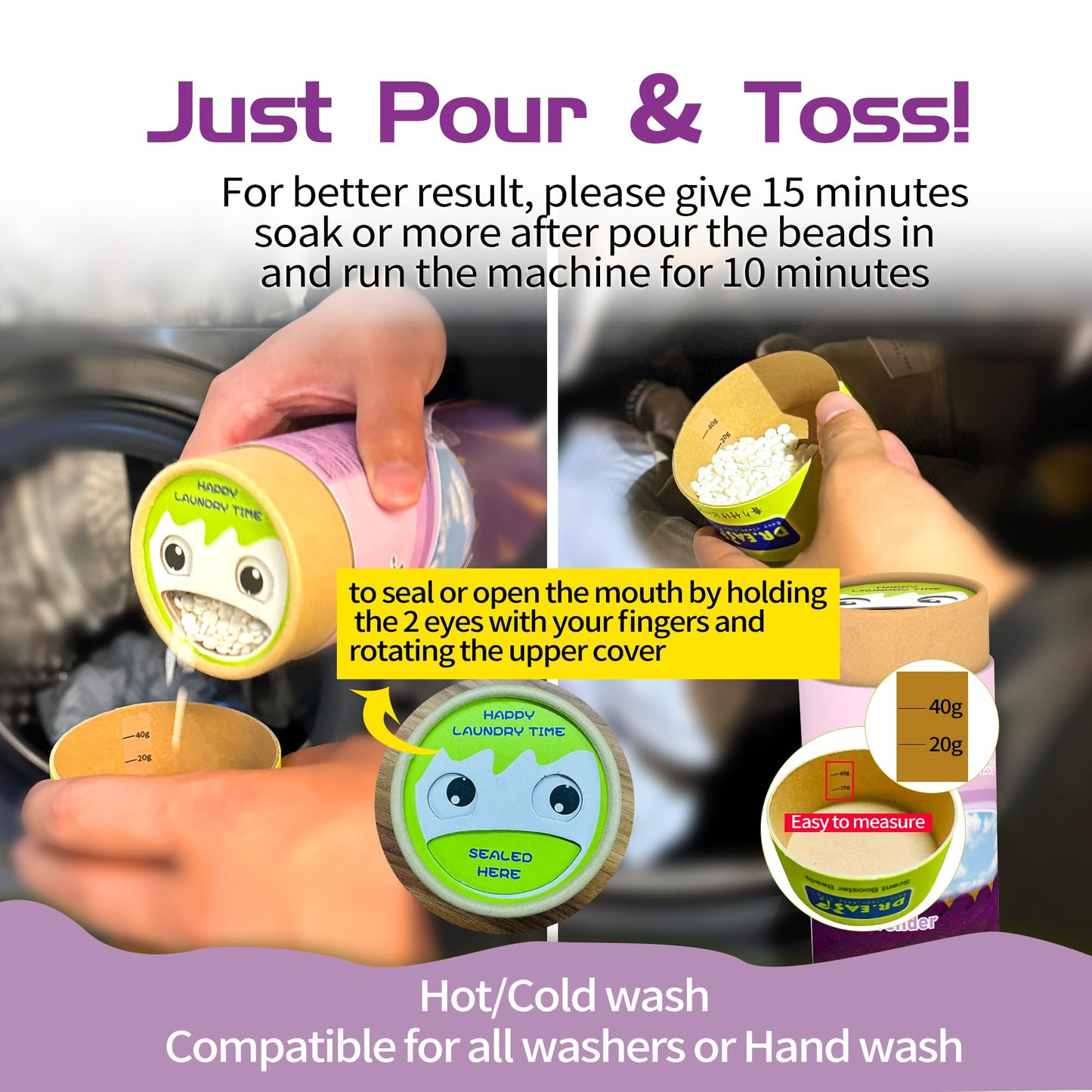 DR.EASY Laundry Scent Boosters 312G,Lavender Scent Boosters for Washer，Bulk Laundry Booster Beads and fabric scent booster，Fresh Scented Clothes fo 12 Weeks