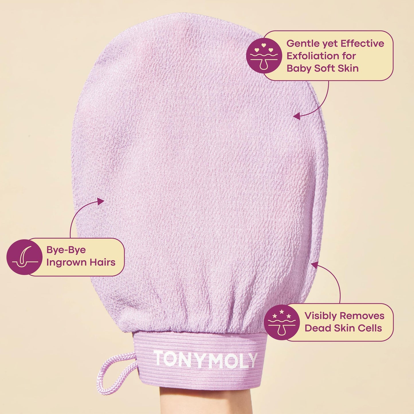 TONYMOLY Plum Bum K-Spa Exfoliating Glove – Korean Spa-Inspired Body Scrub Mitt for Deep Exfoliation, Smooth Skin & Glow, Reusable Biodegradable Viscose, 2 Pack