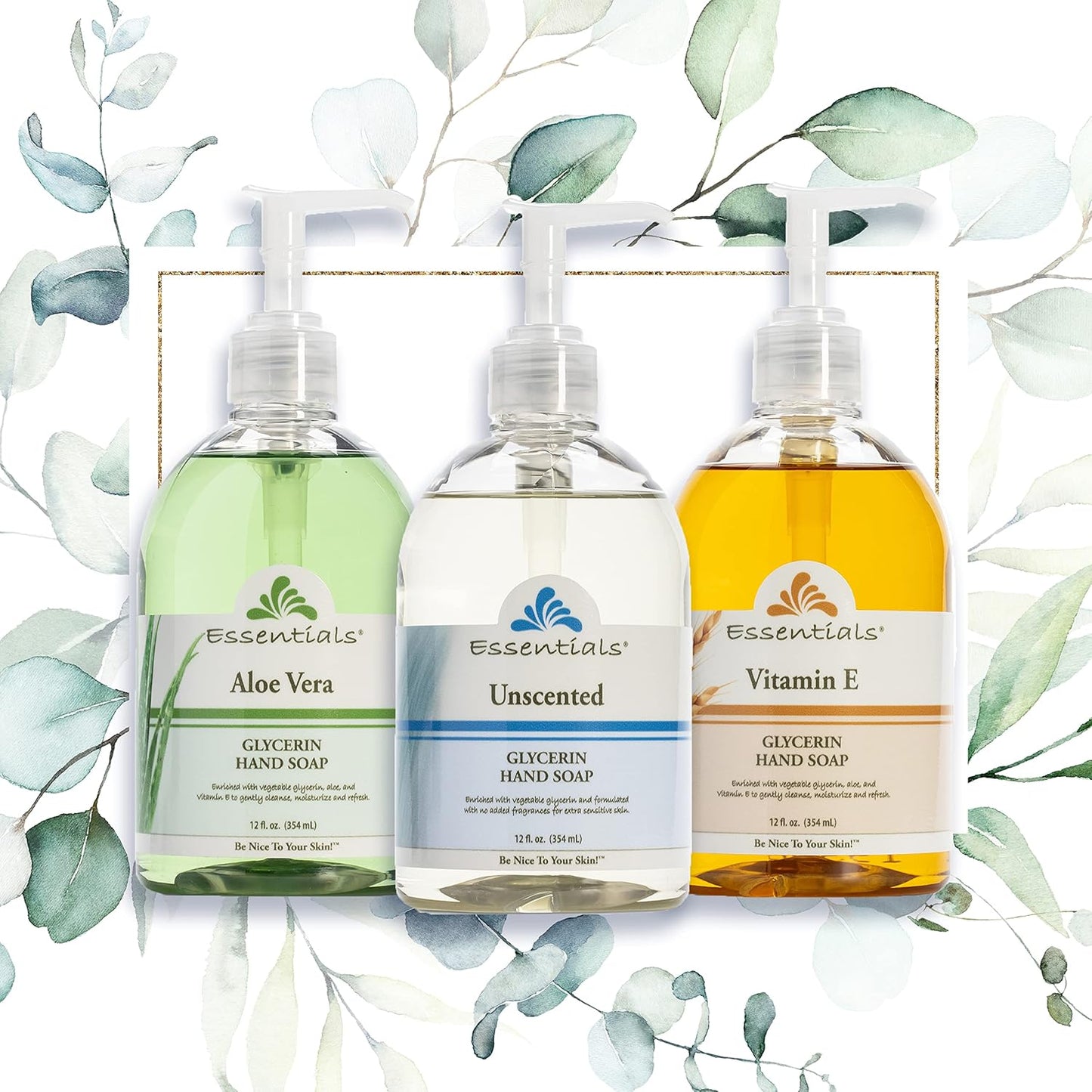 Glycerin Liquid Hand Soap with Aloe Vera - 12 oz, Pack of 3 | Moisturizing & Gentle