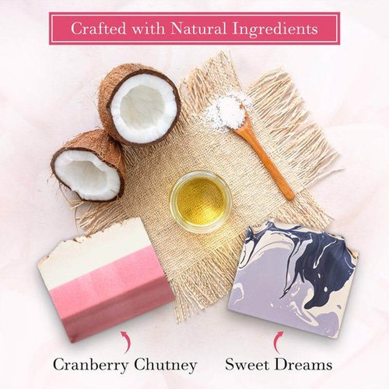 FinchBerry - 2 Bar Soap Set - Sweet Dreams & Cranberry Chutney - Moisturizing Hand & Body Soap with Shea Butter & Coconut Oil - Softens & Hydrates Dry Skin - Handmade, Organic Ingredients - 9 Oz