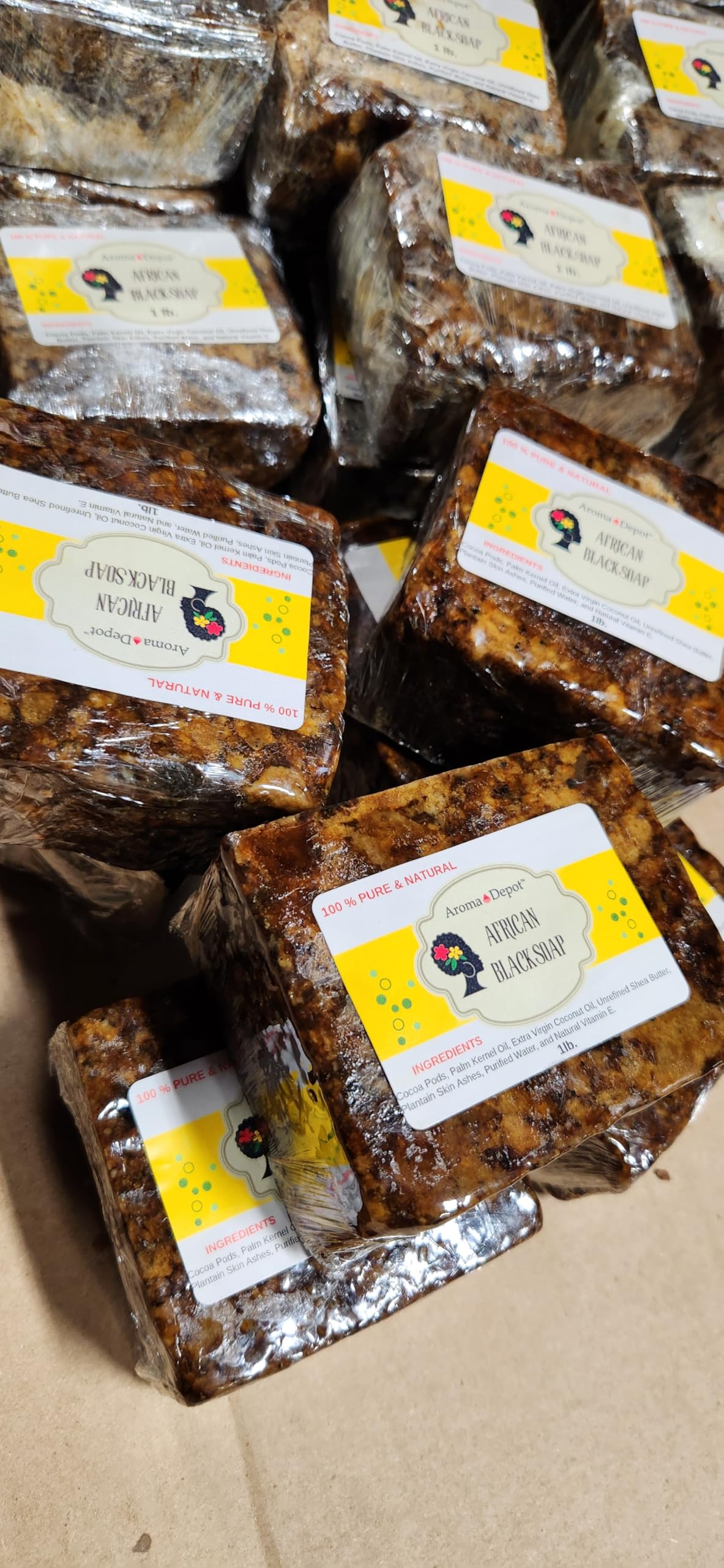 Aroma Depot Raw African Black Soap Bars From Ghana (3 lbs.)