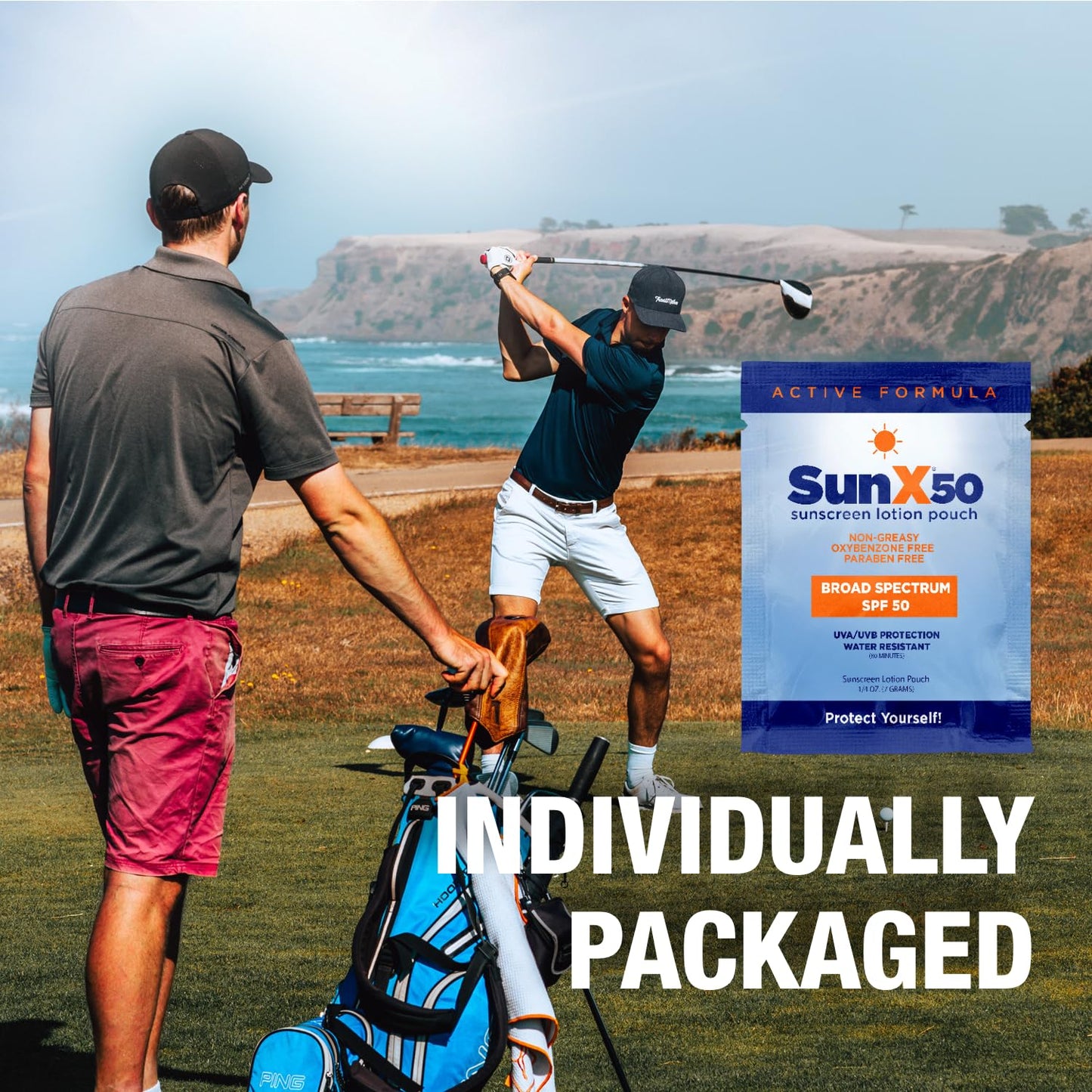 CoreTex Sun X 50 SPF Broad Spectrum Sunscreen Packets - Bulk Pack of 100 Paraben, Oxybenzone, Octinoxate, & Oil Free Sunscreen - No White Cast and Water Resistant Up to 80 Minutes
