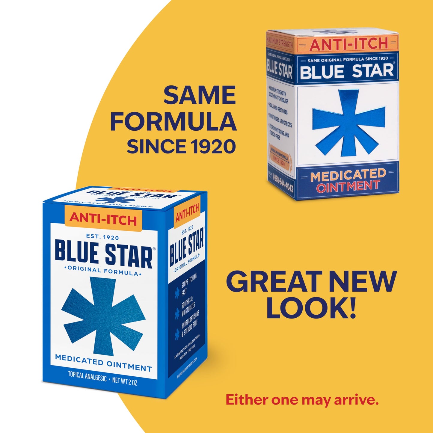 Blue Star Anti-Itch Medicated Ointment, Fast-Acting Relief for Dry, Itchy Skin, Rashes, Ringworm, Dry Cracked Heels & More, Hydrocortisone-Free & Steroid-Free, 2 OZ
