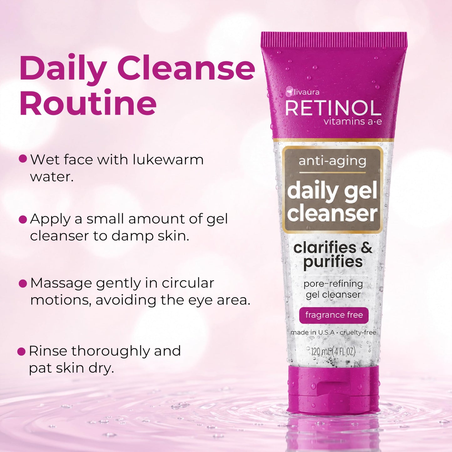 LIVAURA Retinol Anti-Aging – Facial Cleanser & Gentle Facial Cleanser for Women, Hydrating Face Wash for Dry, Oily & Sensitive Skin, All Skin Types, Gentle Face, Gel Cleansers Skin Care