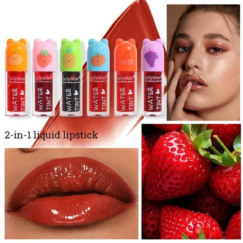 Waitinxol 3 Colors Lip Tint Stain Set,Plumping Mini Liquid Lipstick,Korean Lip Gloss Moisturizing Natural,Vivid Color,Multi-use Lip and Cheek Tint,Long lasting Non-Stick Cup Waterproof(Set A)