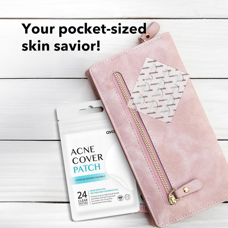 Acne Cover Patch - Hydrocolloid Pimple Patches with Tea Tree & Calendula Oil | Certified Vegan (24 Patches)