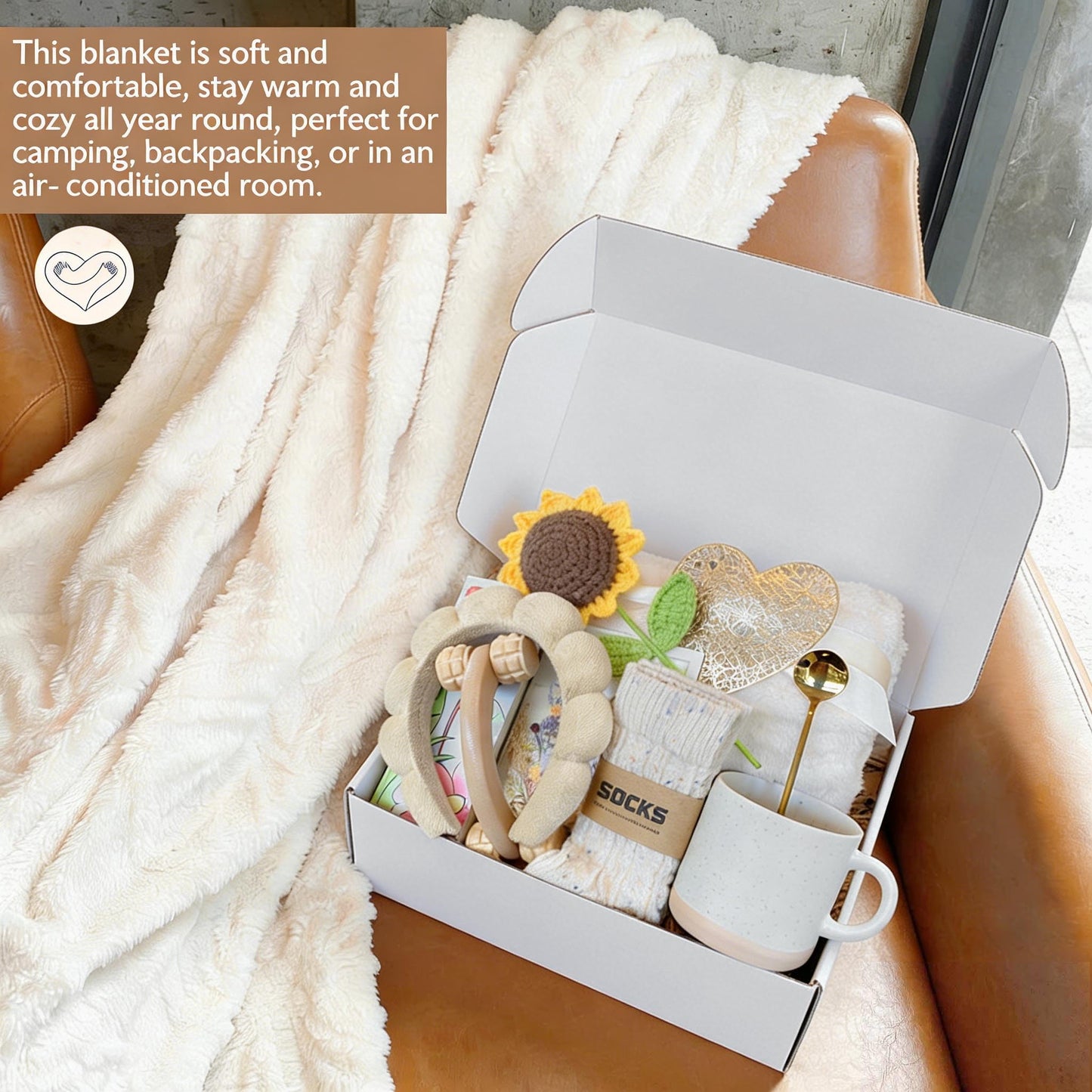 Sending Hugs Gift Box, Care Package for Women, Get Well Gifts for Women After Surgery, Sympathy Gift Baskets With Blanket