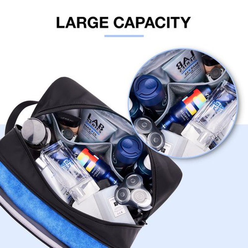 BAGSMART Large Toiletry Bag for Men, Valentines' Day Gifts Travel Organizer Hanging Dopp Kit Water Resistant Shaving Bag for Bathroom Shower, Toiletries Accessories,Travel Essentials, Black-Large