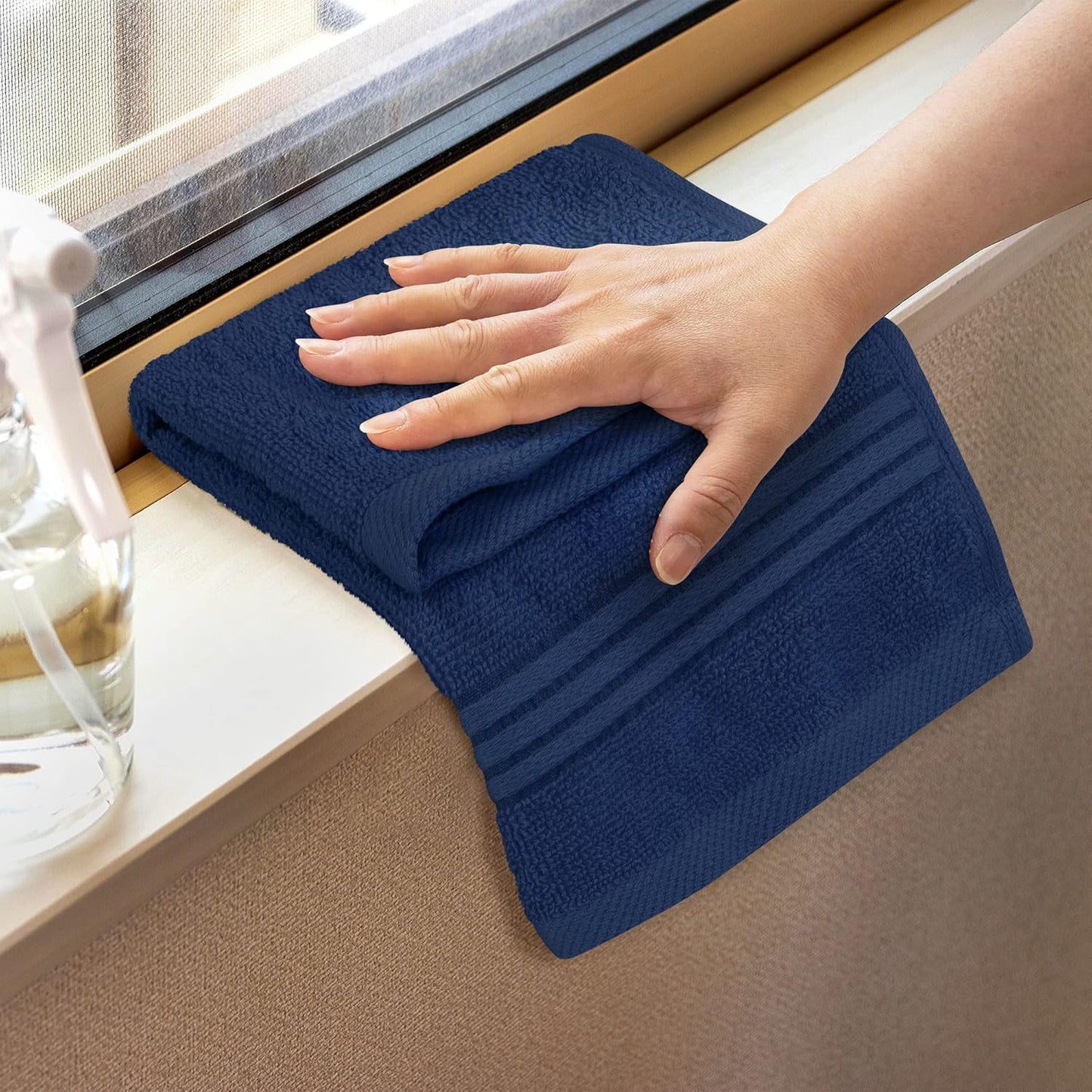 Premium 12-Pack Cotton Wash Cloths - Highly Absorbent & Soft 12x12 for Bathroom, Spa, Gym - Plum