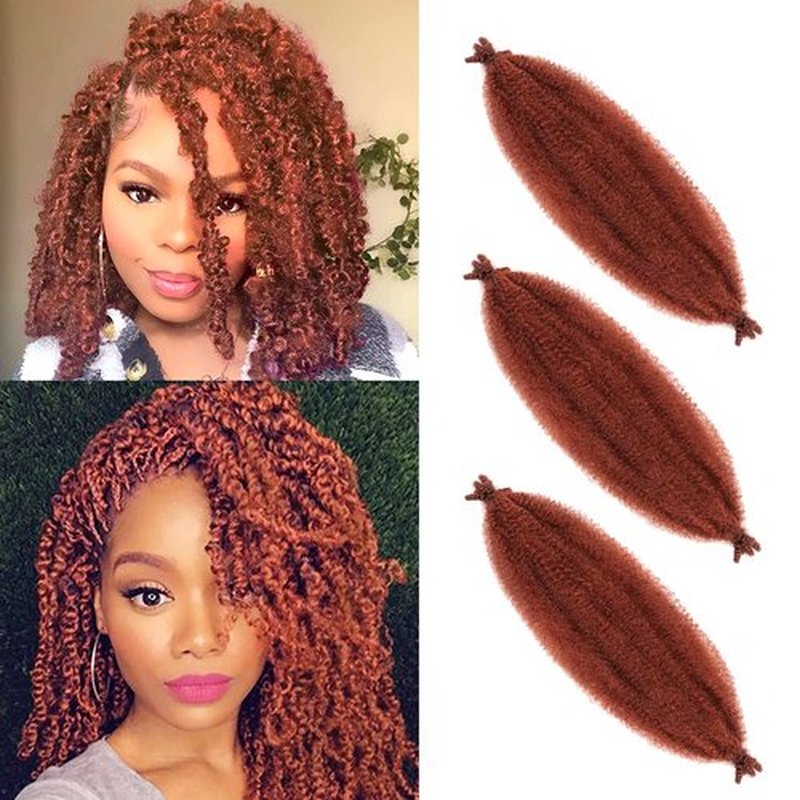 IXIMII 16 Inch Ginger Springy Afro Twist Hair 3 Packs #350 Pre-Separated Kinky Marley Twist Braiding Hair Soft Synthetic Crochet Hair Extensions for Spring Twists and Bomb Twists Style